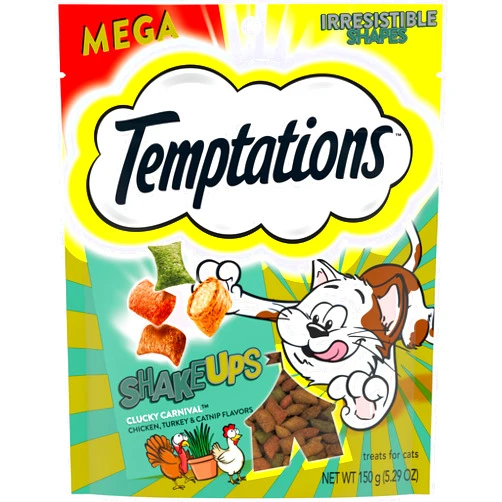 Temptations ShakeUps Crunchy and Soft Cat Treats Clucky Carnival Flavor, 5.29 oz. Pouch