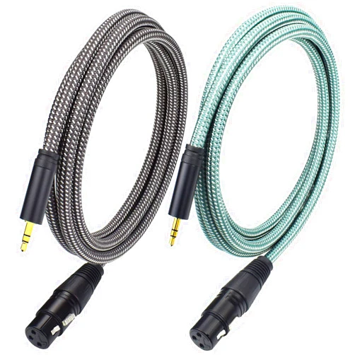 Ihurllu 1/8 to XLR Female Microphone Cable, 3.3Feet XLR Female to Stereo 3.5mm Mini TRS Aux Cord, Unbalanced, Nylon Braided, OFC Shielded, for Mixer, Speaker, Camera - 2Pack