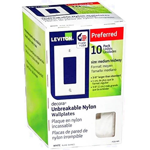 Leviton PJ26-WM 1-Gang Decora/GFCI Decora Wallplate, White, 10-Pack