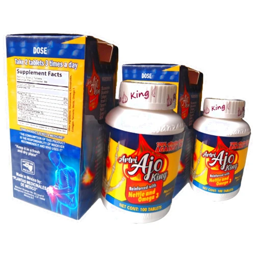 Naturamex Artri AJO King Omega 3 Dolor - Joint Support Supplement 100 Tabletas Flexibilidad. Curcuma, Omega 3, (2 Pack)