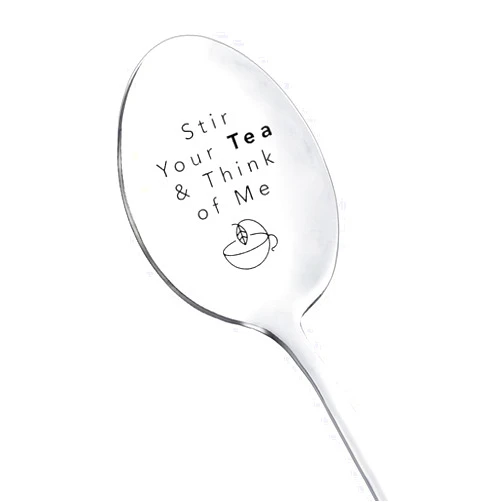 RFTWXHPN Stir Your Tea ＆ Think of Me Spoon Gift for Him Her Funny Romantic Gifts for Husband Wife Tea Lovers Gift for Boyfriend Girlfriend Anniversary Birthday Gifts for Couple Tea Spoons