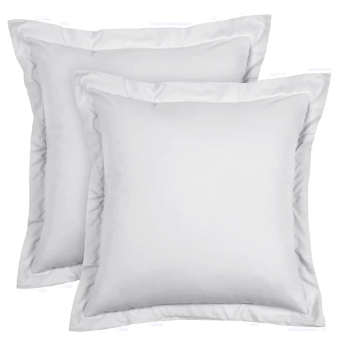 eBeddy Linens Euro Square Pillow Shams Set Silver Grey Solid Egyptian Cotton Envelope Closure with 2
