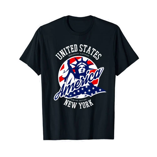 Miss Libertee Trendy USA Flag and Statue of Liberty T-Shirt