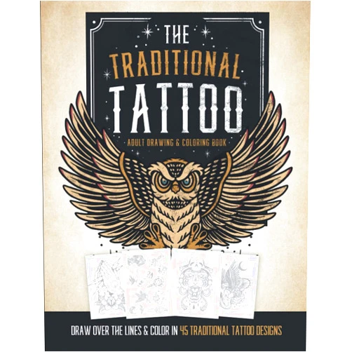 Chickpeach Studio The Traditional Tattoo Adult Drawing & Coloring Book: Draw Over The Outlines & Color 45 Traditional Tattoo Designs. Learn to Draw Tattoos & Adult Relaxation.
