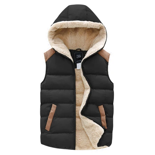 ZSHOW Women's Outerwear Vest Casual Thicken Qulited Winter Puffer Vest Hooded Warm Fleece Jacket