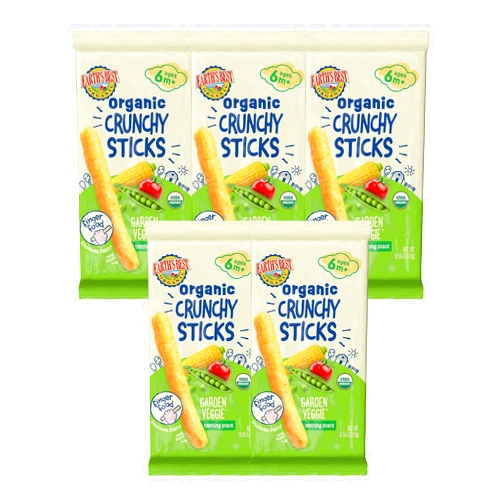 Earth's Best Organic Baby Food, Dissolvable Teething Snack for Babies 6 Months and Older, Garden Veggie Crunchy Sticks, .56 oz Pack (Pack of 5)
