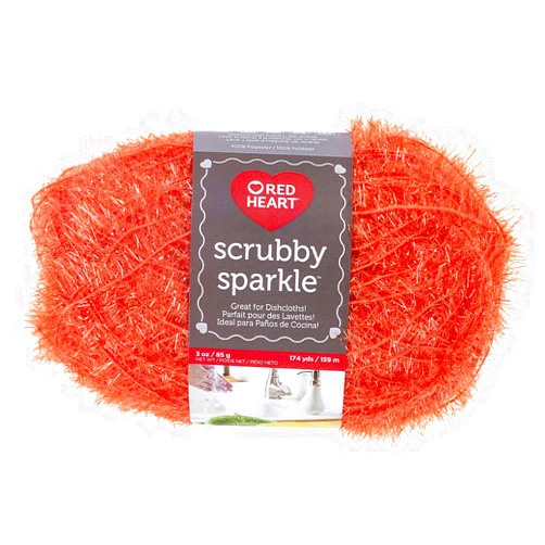 Red Heart Scrubby Sparkle Yarn, Orange