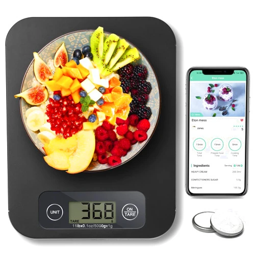 URAMAZ Smart Digital Food Scale for Weight Loss, Kitchen Food Scale Grams and Ounces with Nutritional Calculator, Food Weight Scale for Diet, Keto, Macro, Calorie, Cooking, Meal Prep 0.1oz/11lb