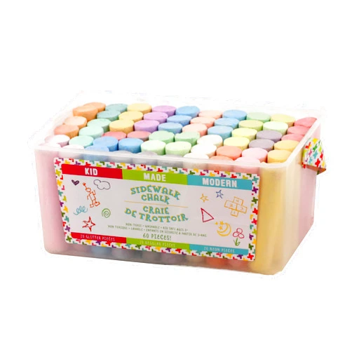 Kid Made Modern Non Toxic Sidewalk Chalk Bulk Bucket (60 Count) - Washable Colored Chalk Set for Kids and Toddlers Outdoor Games