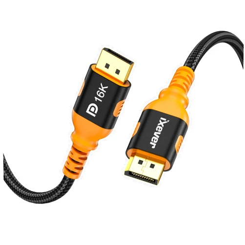 IXEVER 16K DisplayPort Cable 2.1 6.6FT 16K@60Hz, 8K@120Hz, 4K@240Hz 165Hz 144Hz, Support 80Gbps HDR, HDCP DSC 1.2a, HDR10, Display Port 2.1 2.0 Cable Cord FreeSync G-Sync for Gaming Monitor