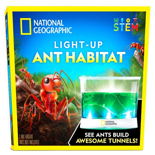 Blue Marble National Geographic Ant Habitat Kit - Light-Up Ant Terrarium with Built-in Magnifiers, Tunnel Starter Tool & More, Ant Activities for Kids, Ant Home, Ant Colony, Ant Habitat, Ant House for Kids