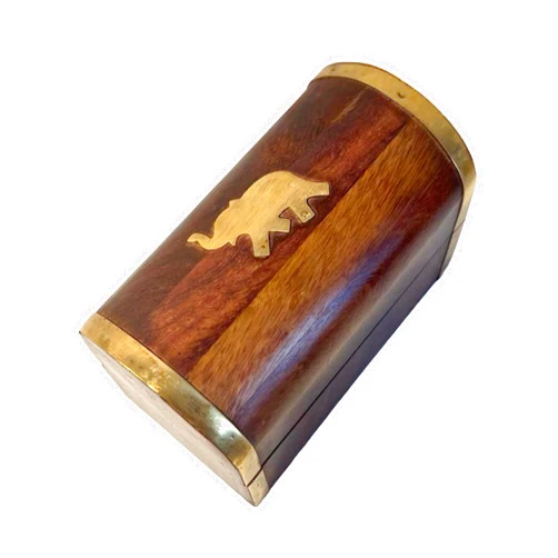 Thorness WOODEN TREASURE CHEST WITH INLAID BRASS ELEPHANT DECORATION |Trinket Box | Pirate Chest | Money Box | Wooden Chest | Sheesham Wood Chest | Wooden Box