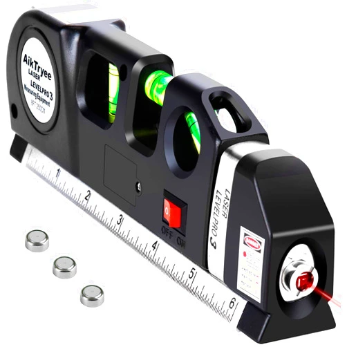 AikTryee Laser Level Line Tool, Multipurpose Laser Level Kit Standard Cross Line Laser leveler Beam Tool with Metric Rulers 8ft/2.5M for Picture Hanging cabinets Tile Walls by AikTryee.