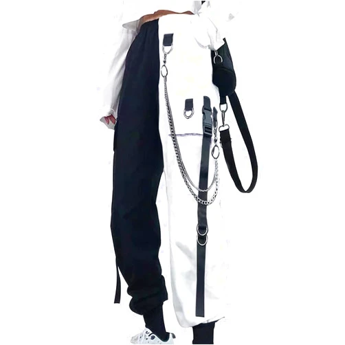 Kisswow Patchwork Pants Baggy Cargo Pants with Chain Emo Gothic Clothes