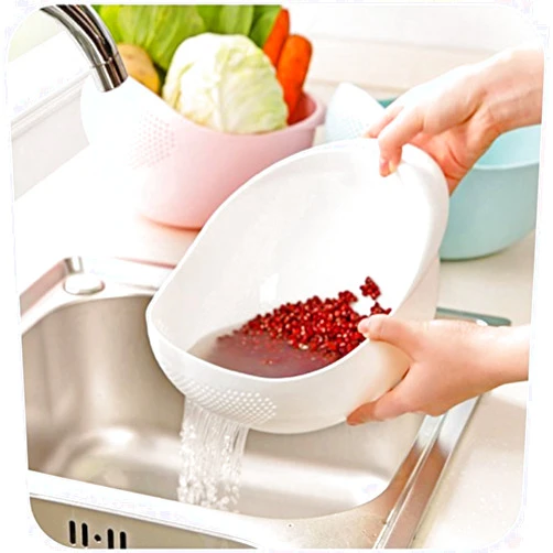 PER-HOME Japanese Style Rice Washer & Quinoa Strainer & Eco-Friendly BPA-Free Container with Fine Mesh Colanders Sieve Bowl & Japan Kitchen Good for Cleaning Veggie, Fruit and Pasta