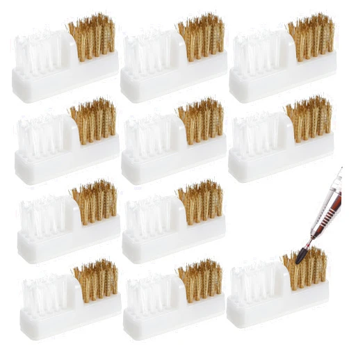 ElevateTech Nail Drill Bits Cleaner Brush, 5 Pcs Nail Art Cleaning Tool Manicure Wire Drill Cleaner Brush Steel Wires & Nylon Double Nails Polish Cleaning Brushes for Salon and Home Use