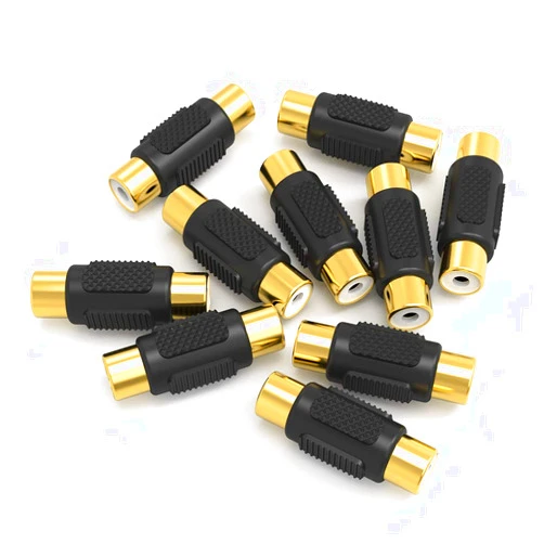ELECTOP 10 Pack RCA Female to Female Coupler Audio Video Gold Adapter, for Phono, Speaker, RCA Cable, Amplifier