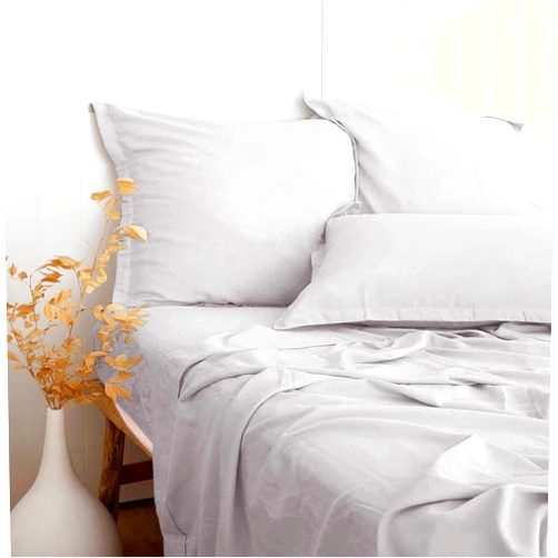 PANDATEX Light Gray Queen Size 4 Piece Sheet Set, Linen-Textured Rayon Derived from Bamboo Cotton Blend Sheets, Soft Breathable & Cooling Sheets for Hot Sleepers, Deep Pockets Natural Bed Sheets