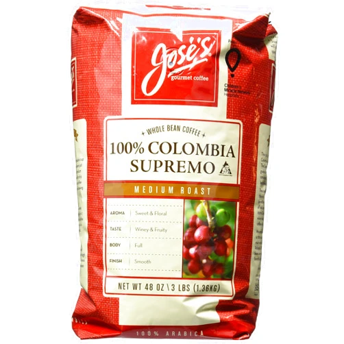 Jose's Gourmet Coffee Jose's Whole Bean Coffee Columbia Supremo 3 Lbs