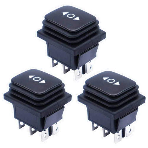 mxuteuk 3pcs Waterproof Momentary Rocker Switch (ON)/Off/(ON), DC 12V 10A Toggle Power Button 3 Position 6 Pin DPDT Motor Polarity Reversing Control Switch KCD4-223JT-W