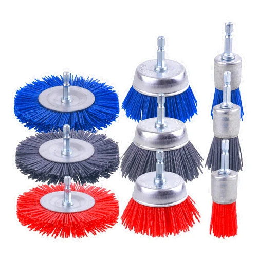 Rocaris 9 Pack Nylon Filament Abrasive Wire Brush Wheel & Cup Brush Set with 1/4 Inch Hex Shank, for Removal of Rust/Corrosion/Paint - 80 Grit, 120 Grit, 240 Grit