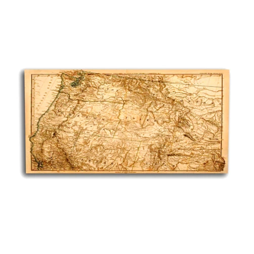 WRHIDBLSWRW 1p Wall Art Print On Canvas Old Map of the US Pacific Northwest Modern Abstract Picture Poster for Home Decor Stretched and Framed Ready to Hang