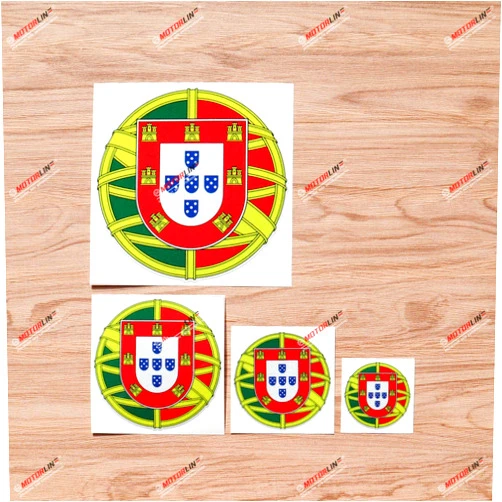 3S MOTORLINE Portugal Portuguese Flag Seal Vinyl Decal Sticker - 4 Pack Reflective, 2 Inches, 3 Inches, 4 Inches, 6 Inches - Roundel Style A for Car Boat Laptop Cup Phone