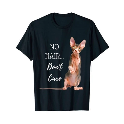 Hairless Sphynx Cat Shirts No Hair...Don't Care Hairless Cat T-Shirt (Sphynx Kitten)