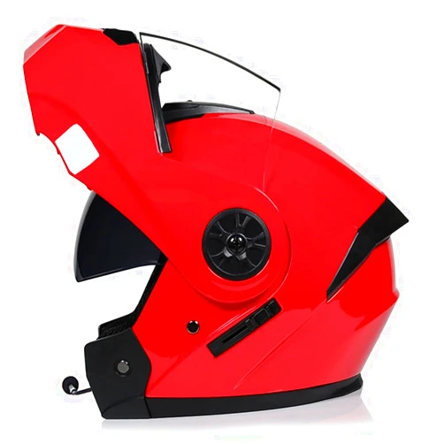 SDFGDFD Bluetooth Modular Helmet, Full face Motorcycle Anti-Collision Helmet has obtained DOT/ECE Certification, Full Face Motorbike Helmet Double-Layer Sun Visor Inner Shirt Detachable