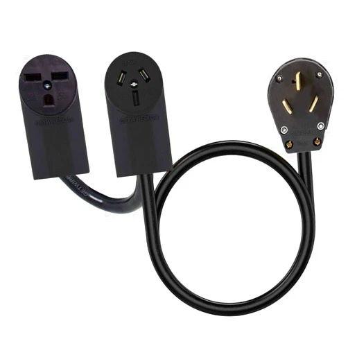 Getwiredusa Y Adapter 2-Way Connector 10-50P Male 3-Pin Stove Oven Range Plug To 10-50R & 6-30R Receptacle Outlet Box Dual Electrical Power Cord Splitter 220/250V NEMA FX443