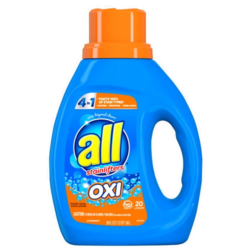 All Stainlifters Laundry Detergent Liquid with OXI Stain Removers and Whiteners, Fresh, 20 Loads, 36 Fl Oz