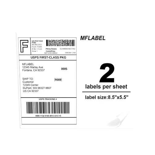 MFLABEL Half Sheet Shipping Labels - 8.5