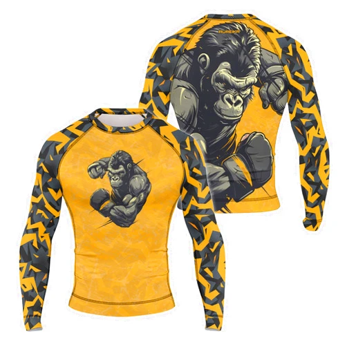 AUREIKA Gorilla Long Sleeve Compression Shirt Rash Guard – Premium Training Gear for BJJ Jiu Jitsu MMA Grappling Workouts