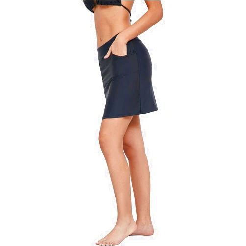 Micosuza Women's Swim Skirt with Pockets Active Skorts Modest Swim Bottoms with Built-in Shorts