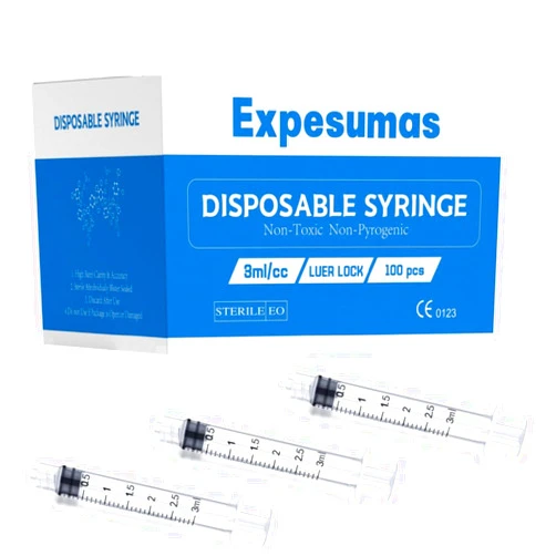 Expesumas 100 Pack 3ml/cc Plastic Syringe Luer Lock Tip - Liquid Measuring Syringe Tools (No Needle) - Sterile Individually Sealed Wrapped