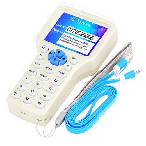 LEXI Upgraded 10 Frequency RFID Writer/Reader/Duplicator, 125KHz 13.56MHz ID IC HID UID Decoder, Card Copier, NFC Reader, Key fob Cards Programmer, with USB Interface and Software