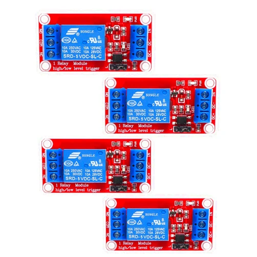 AEDIKO 4pcs DC 5V Relay Module 1 Channel Relay Switch Relay Board with Optocoupler Isolation Support High or Low Level Trigger