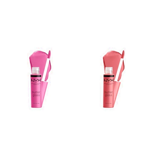 NYX PROFESSIONAL MAKEUP NYX Butter Gloss Non-Sticky Lip Gloss Merengue (Pink Lilac) & Tiramisu (Brown) 2pc Bundle