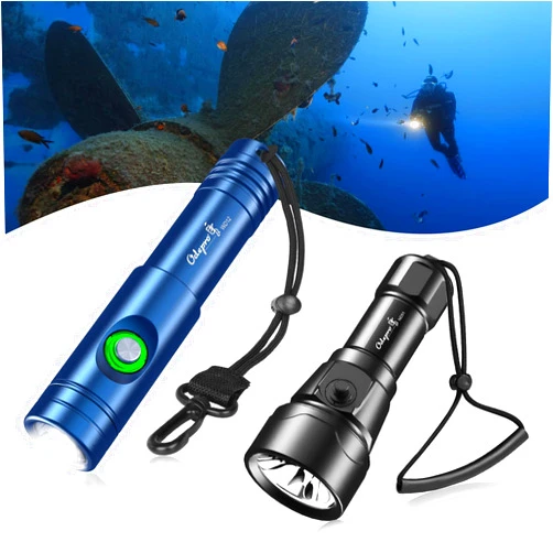 Odepro WD12 (1400 Lumens, Blue) +ND51 (2500 Lumens) Dive Light Combo – Ultra-Portable 2-Pack for Travel Snorkeling & Backup Lighting