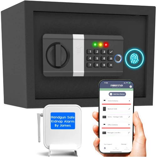 FORFEND Security FORFEND Fingerprint Smart Home Safe | WiFi Safe Box App Access/Alert | Kidnap Alarm, Tamper Alarm, Frozen Mode, Sub-Accounts, Remote Unlock, Voice Command | Biometric Safe for Money Cash Gun Pistol
