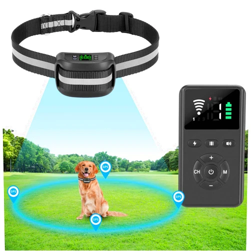 VOISTINO 2 in 1 GPS Wireless Dog Fence with Remote Training, Radius from 33 Yards to 1083 Yards, Electric Pet Containment System, Waterproof Rechargeable Collar, Beep Vibration Shock Correction
