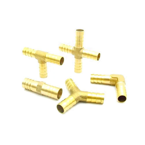 KRQBERNU 1pc 4mm 5mm 6mm 8mm 10mm 12mm 14mm 16mm 19mm Hose Barb Brass Barbed Straight Elbow Tee Y 2 3 4 Way Pipe Fitting Connector(4 Way,5mm)