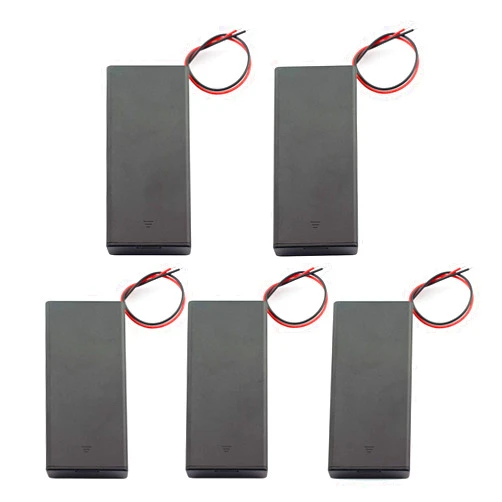 Tegg 5PCS Power 18650 Battery Storage Case DIY Batteries Clip Holder 2 SlotsX3.7V with Wire Lead Pin ON/Off Toggle Switch