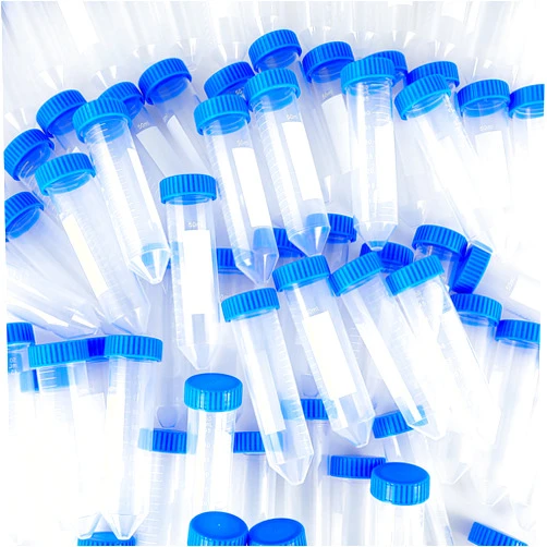 Konohan Conical Centrifuge Tubes, Sterile Plastic Test Tubes with Screw Caps, Polypropylene Conical Container Microcentrifuge Tube with Graduated Marks and Conical Bottom (100 Pack,Blue Cap,50 ml)