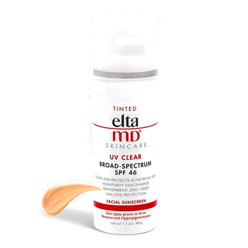 BAQ UV Clear Tinted Face Sunscreen Broad-Spectrum SPF 46 Face Sunscreen for Sensitive Skin or Acne-Prone Skin, Oil-Free, Lightweight, Sheer, Mineral-Based Face Sunscreen with Zinc Oxide, 1.7 oz (Facial Sunscreen 1)
