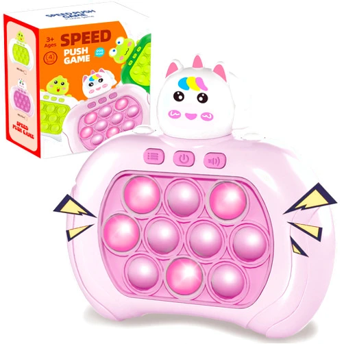Azyh Quick Push Game Fidget Toys Pro for Kids Adults, Handheld Game Fast Puzzle Game Machine, Push Bubble Stress Toy, Relief Party Favors, Halloween for Grils (Pink)