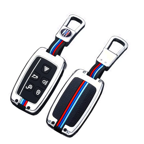 Horande Premium Zinc Alloy Metal Key Fob Cover Case fit for Range Rover Evoqu Velar Jaguar Land Rover Discovery Sport Jaguar Keyless Entry Key Fob (Sliver)