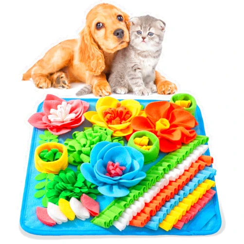 Oliumt Snuffle Mat for Dogs, Sniff Mat Slow Feeding Mat for Small Pets Cats, Rabbits - Help Stress Relief and Training - Stimulate Your Pet's Foraging Skills! (Blue)