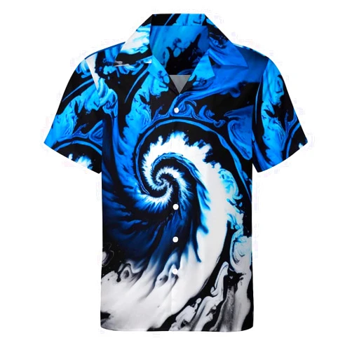 Liohans Trippy Mysterious Tie Dye Vortex 3D Graphic Short Sleeved Shirt Button Shirt