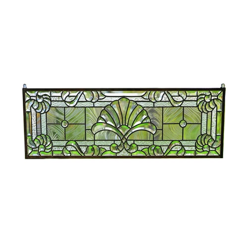 TOMENGBEIAABBCC TMI ART PANEL 36 x 12 Stunning Handcrafted All Clear Stained Glass Beveled Window Panel (TMM18)